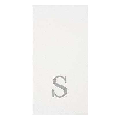 Luxenap Rectangle Silver Letter S White Paper Linen-Feel Guest Towel / Napkin - Air Laid, Sans Serif Font - 15 3/4" x 8" - 50 count box