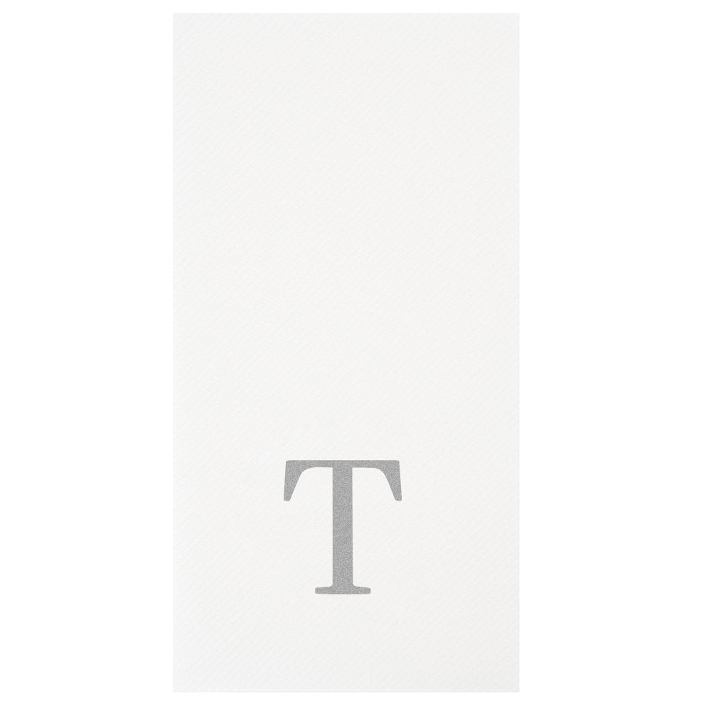 Luxenap Rectangle Silver Letter T White Paper Linen-Feel Guest Towel / Napkin - Air Laid, Sans Serif Font - 15 3/4" x 8" - 2000 count box