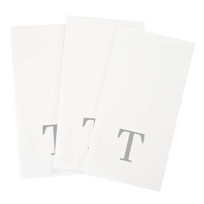 Luxenap Rectangle Silver Letter T White Paper Linen-Feel Guest Towel / Napkin - Air Laid, Sans Serif Font - 15 3/4" x 8" - 2000 count box