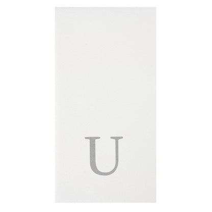 Luxenap Rectangle Silver Letter U White Paper Linen-Feel Guest Towel / Napkin - Air Laid, Sans Serif Font - 15 3/4" x 8" - 2000 count box