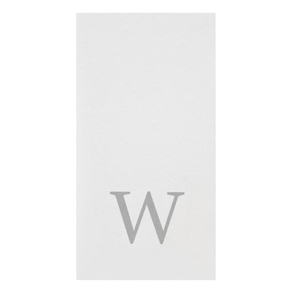 Luxenap Rectangle Silver Letter W White Paper Linen-Feel Guest Towel / Napkin - Air Laid, Sans Serif Font - 15 3/4" x 8" - 50 count box