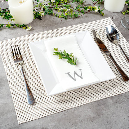 Luxenap Rectangle Silver Letter W White Paper Linen-Feel Guest Towel / Napkin - Air Laid, Sans Serif Font - 15 3/4" x 8" - 50 count box