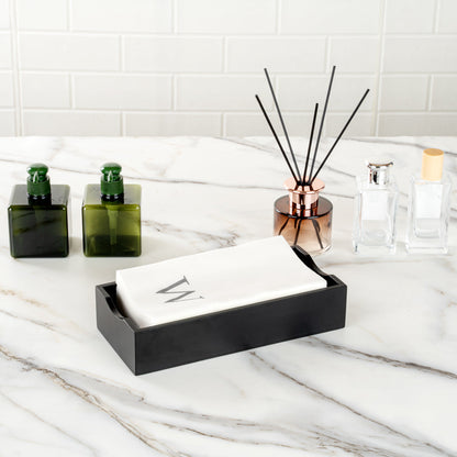 Luxenap Rectangle Silver Letter W White Paper Linen-Feel Guest Towel / Napkin - Air Laid, Sans Serif Font - 15 3/4" x 8" - 50 count box