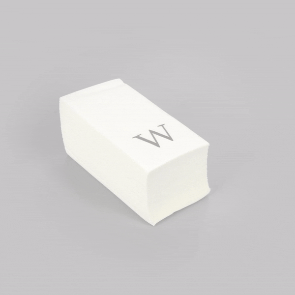 Luxenap Rectangle Silver Letter W White Paper Linen-Feel Guest Towel / Napkin - Air Laid, Sans Serif Font - 15 3/4" x 8" - 2000 count box