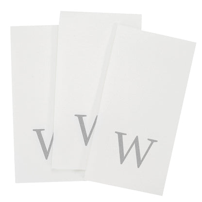 Luxenap Rectangle Silver Letter W White Paper Linen-Feel Guest Towel / Napkin - Air Laid, Sans Serif Font - 15 3/4" x 8" - 2000 count box