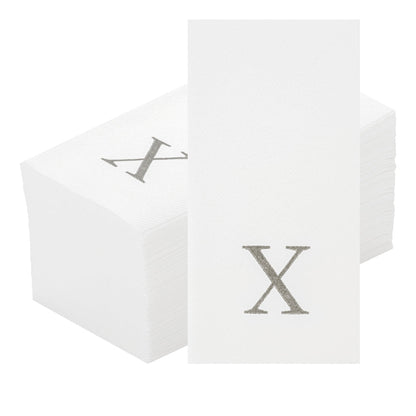 Luxenap Rectangle Silver Letter X White Paper Linen-Feel Guest Towel / Napkin - Air Laid, Sans Serif Font - 15 3/4" x 8" - 50 count box
