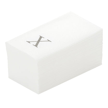 Luxenap Rectangle Silver Letter X White Paper Linen-Feel Guest Towel / Napkin - Air Laid, Sans Serif Font - 15 3/4" x 8" - 50 count box