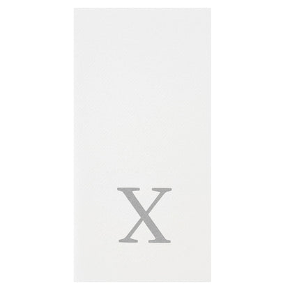 Luxenap Rectangle Silver Letter X White Paper Linen-Feel Guest Towel / Napkin - Air Laid, Sans Serif Font - 15 3/4" x 8" - 50 count box