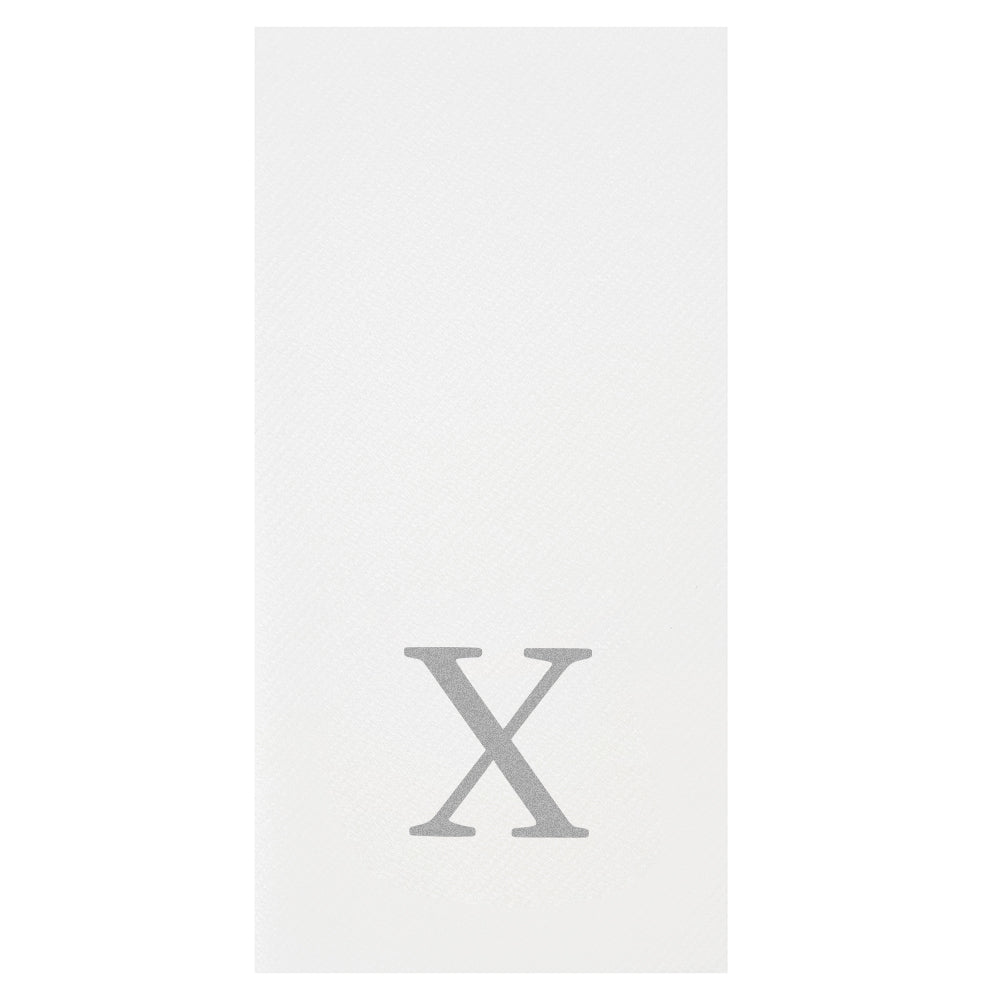 Luxenap Rectangle Silver Letter X White Paper Linen-Feel Guest Towel / Napkin - Air Laid, Sans Serif Font - 15 3/4" x 8" - 2000 count box