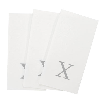 Luxenap Rectangle Silver Letter X White Paper Linen-Feel Guest Towel / Napkin - Air Laid, Sans Serif Font - 15 3/4" x 8" - 2000 count box