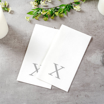 Luxenap Rectangle Silver Letter X White Paper Linen-Feel Guest Towel / Napkin - Air Laid, Sans Serif Font - 15 3/4" x 8" - 2000 count box