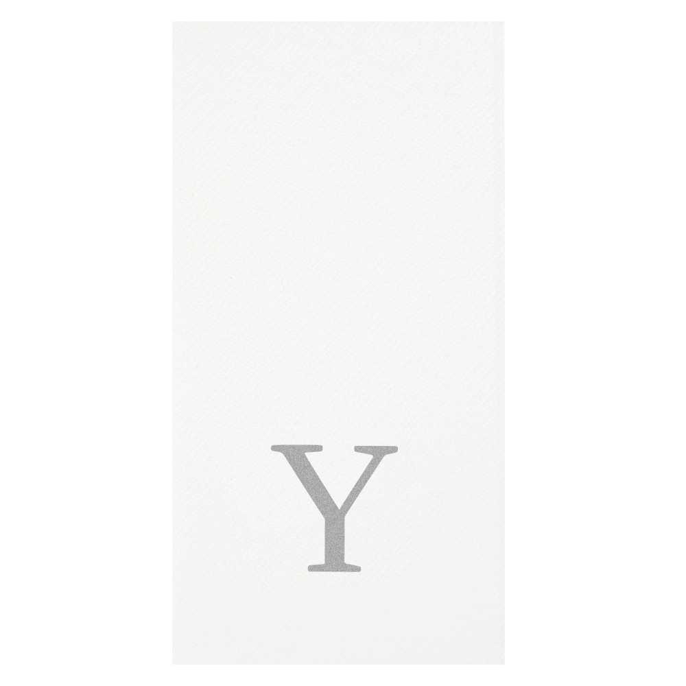 Luxenap Rectangle Silver Letter Y White Paper Linen-Feel Guest Towel / Napkin - Air Laid, Sans Serif Font - 15 3/4" x 8" - 50 count box