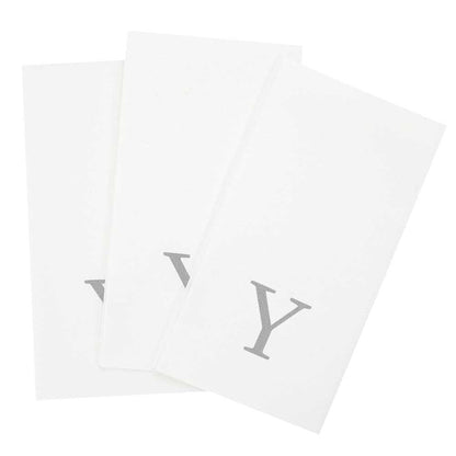 Luxenap Rectangle Silver Letter Y White Paper Linen-Feel Guest Towel / Napkin - Air Laid, Sans Serif Font - 15 3/4" x 8" - 50 count box