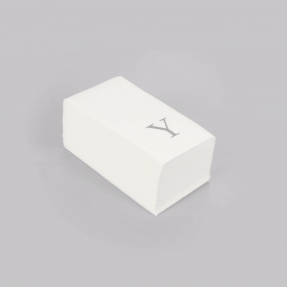 Luxenap Rectangle Silver Letter Y White Paper Linen-Feel Guest Towel / Napkin - Air Laid, Sans Serif Font - 15 3/4" x 8" - 2000 count box
