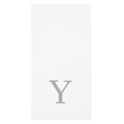 Luxenap Rectangle Silver Letter Y White Paper Linen-Feel Guest Towel / Napkin - Air Laid, Sans Serif Font - 15 3/4" x 8" - 2000 count box