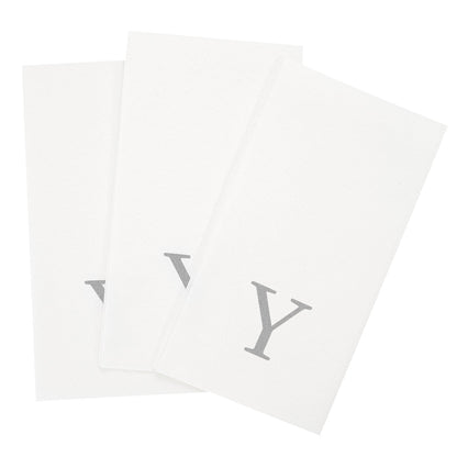 Luxenap Rectangle Silver Letter Y White Paper Linen-Feel Guest Towel / Napkin - Air Laid, Sans Serif Font - 15 3/4" x 8" - 2000 count box