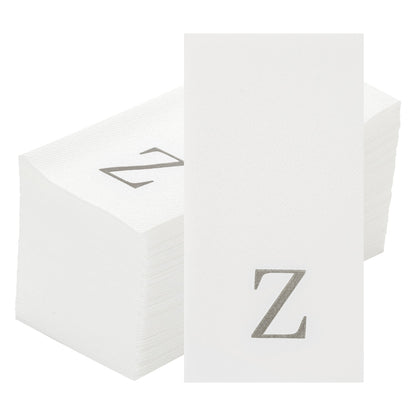 Luxenap Rectangle Silver Letter Z White Paper Linen-Feel Guest Towel / Napkin - Air Laid, Sans Serif Font - 15 3/4" x 8" - 2000 count box