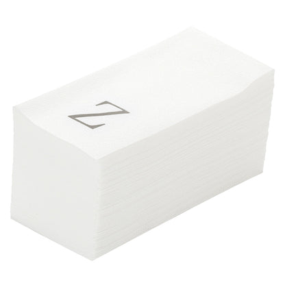 Luxenap Rectangle Silver Letter Z White Paper Linen-Feel Guest Towel / Napkin - Air Laid, Sans Serif Font - 15 3/4" x 8" - 2000 count box
