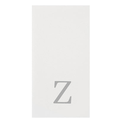 Luxenap Rectangle Silver Letter Z White Paper Linen-Feel Guest Towel / Napkin - Air Laid, Sans Serif Font - 15 3/4" x 8" - 50 count box