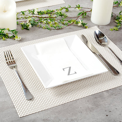 Luxenap Rectangle Silver Letter Z White Paper Linen-Feel Guest Towel / Napkin - Air Laid, Sans Serif Font - 15 3/4" x 8" - 50 count box