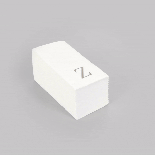 Luxenap Rectangle Silver Letter Z White Paper Linen-Feel Guest Towel / Napkin - Air Laid, Sans Serif Font - 15 3/4" x 8" - 2000 count box