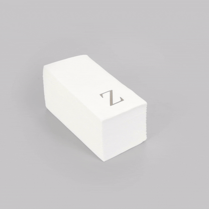 Luxenap Rectangle Silver Letter Z White Paper Linen-Feel Guest Towel / Napkin - Air Laid, Sans Serif Font - 15 3/4" x 8" - 2000 count box