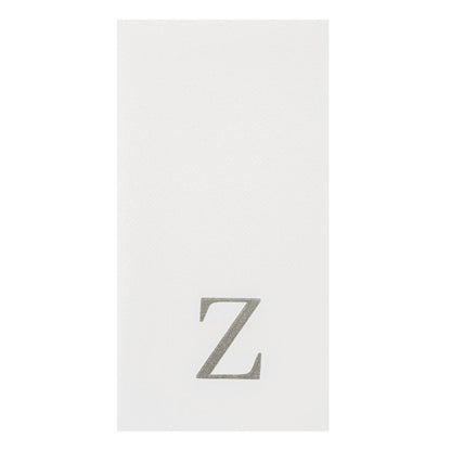 Luxenap Rectangle Silver Letter Z White Paper Linen-Feel Guest Towel / Napkin - Air Laid, Sans Serif Font - 15 3/4" x 8" - 2000 count box