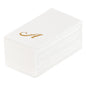 Luxenap Rectangle Gold Letter A White Paper Linen-Feel Guest Towel / Napkin - Air Laid, Cursive Font - 15 3/4" x 8" - 2000 count box