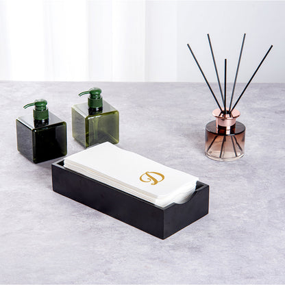 Luxenap Rectangle Gold Letter D White Paper Linen-Feel Guest Towel / Napkin - Air Laid, Cursive Font - 15 3/4" x 8" - 50 count box