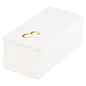 Luxenap Rectangle Gold Letter E White Paper Linen-Feel Guest Towel / Napkin - Air Laid, Cursive Font - 15 3/4" x 8" - 50 count box