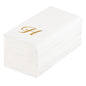 Luxenap Rectangle Gold Letter H White Paper Linen-Feel Guest Towel / Napkin - Air Laid, Cursive Font - 15 3/4" x 8" - 50 count box