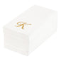 Luxenap Rectangle Gold Letter K White Paper Linen-Feel Guest Towel / Napkin - Air Laid, Cursive Font - 15 3/4" x 8" - 50 count box
