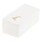 Luxenap Rectangle Gold Letter L White Paper Linen-Feel Guest Towel / Napkin - Air Laid, Cursive Font - 15 3/4" x 8" - 50 count box