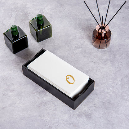 Luxenap Rectangle Gold Letter O White Paper Linen-Feel Guest Towel / Napkin - Air Laid, Cursive Font - 15 3/4" x 8" - 2000 count box