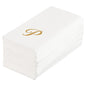 Luxenap Rectangle Gold Letter P White Paper Linen-Feel Guest Towel / Napkin - Air Laid, Cursive Font - 15 3/4" x 8" - 50 count box