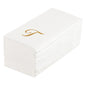 Luxenap Rectangle Gold Letter T White Paper Linen-Feel Guest Towel / Napkin - Air Laid, Cursive Font - 15 3/4" x 8" - 50 count box
