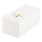 Luxenap Rectangle Gold Letter V White Paper Linen-Feel Guest Towel / Napkin - Air Laid, Cursive Font - 15 3/4" x 8" - 50 count box