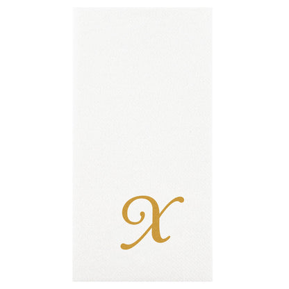 Luxenap Rectangle Gold Letter X White Paper Linen-Feel Guest Towel / Napkin - Air Laid, Cursive Font - 15 3/4" x 8" - 2000 count box