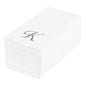 Luxenap Rectangle Silver Letter K White Paper Linen-Feel Guest Towel / Napkin - Air Laid, Cursive Font - 15 3/4" x 8" - 50 count box