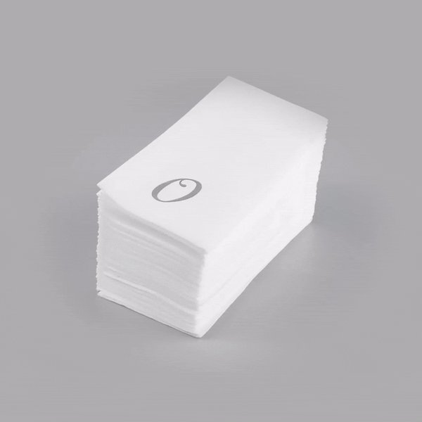Luxenap Rectangle Silver Letter O White Paper Linen-Feel Guest Towel / Napkin - Air Laid, Cursive Font - 15 3/4" x 8" - 50 count box