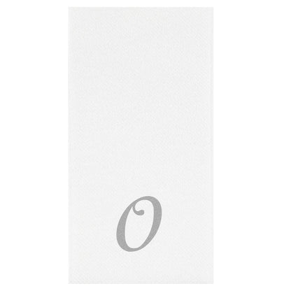 Luxenap Rectangle Silver Letter O White Paper Linen-Feel Guest Towel / Napkin - Air Laid, Cursive Font - 15 3/4" x 8" - 50 count box