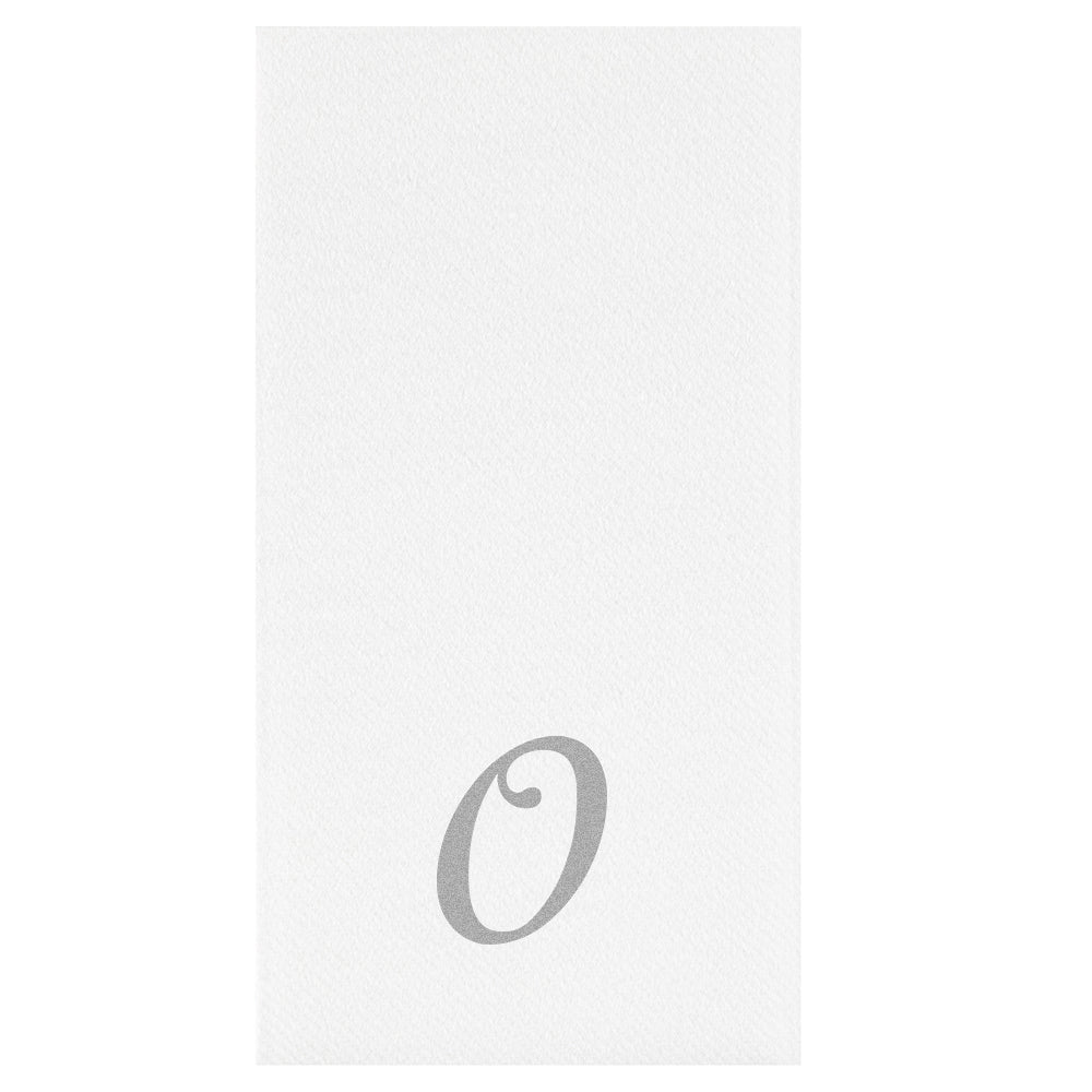 Luxenap Rectangle Silver Letter O White Paper Linen-Feel Guest Towel / Napkin - Air Laid, Cursive Font - 15 3/4" x 8" - 2000 count box