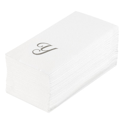Luxenap Rectangle Silver Letter Y White Paper Linen-Feel Guest Towel / Napkin - Air Laid, Cursive Font - 15 3/4" x 8" - 2000 count box