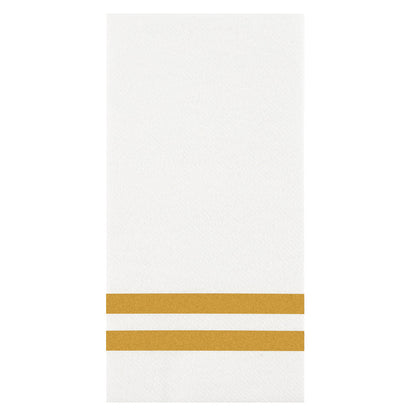Luxenap Rectangle Gold Striped White Paper Linen-Feel Guest Towel / Napkin - Air Laid - 15 3/4" x 8" - 2000 count box