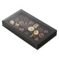 Sweet Vision Rectangle Black Paper Candy / Chocolate Boxes - 18 Compartments - 10" x 5 3/4" x 1 1/2" - 10 count box
