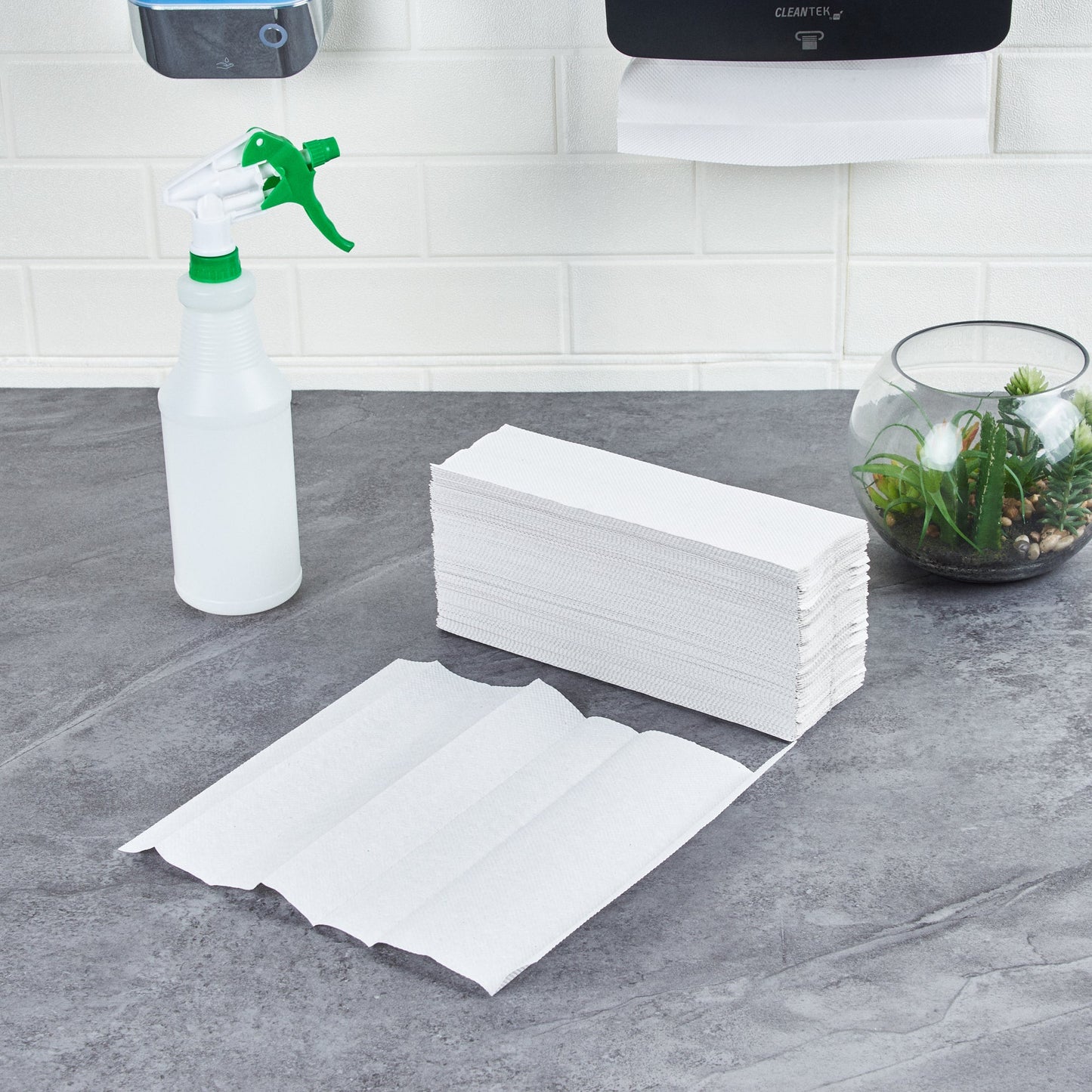 Clean Tek Professional White C-Fold Paper Towel - 1-Ply - 11 1/2" x 9 1/2" - 2400 count box