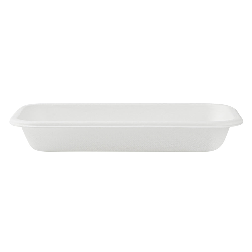 Pulp Safe No PFAS Added 12 oz Rectangle White Sugarcane / Bagasse Container - Home Compostable - 7" x 4 1/2" x 1" - 100 count box
