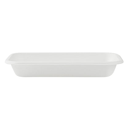 Pulp Safe No PFAS Added 12 oz Rectangle White Sugarcane / Bagasse Container - Home Compostable - 7" x 4 1/2" x 1" - 100 count box