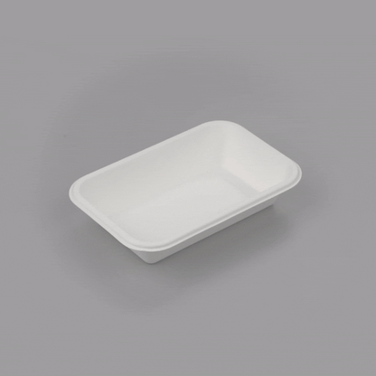 Pulp Safe No PFAS Added 16 oz Rectangle White Sugarcane / Bagasse Container - Home Compostable - 7" x 4 1/2" x 1 1/2" - 100 count box