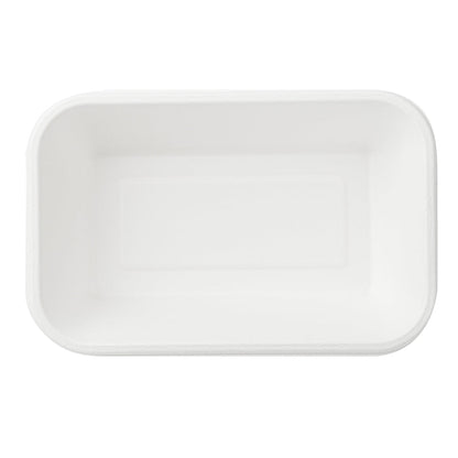 Pulp Safe No PFAS Added 32 oz Rectangle White Sugarcane / Bagasse Container - Home Compostable - 8 1/4" x 5 1/2" x 2 1/4" - 100 count box